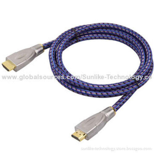 HDMI Cable with Metal Shell, Flat Cable, 24K Gold-plated Connector